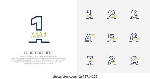 Anniversary logo set vector design, black and green color for celebration event