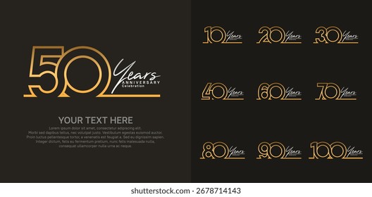 Diseño de Vector del logotipo del aniversario, color oro y plateado para el acontecimiento de la celebración