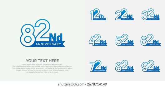 Diseño del Vector del logotipo del aniversario, color azul para el acontecimiento de la celebración