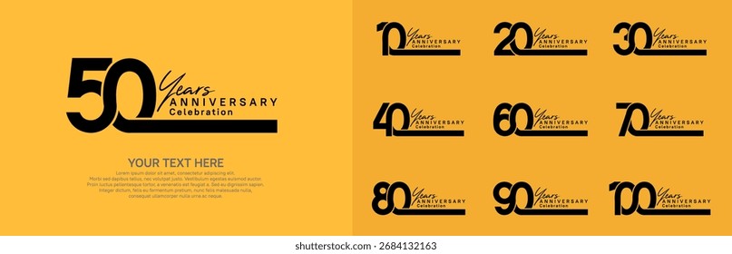 Diseño del Vector del logotipo del aniversario, color negro para el acontecimiento de la celebración 