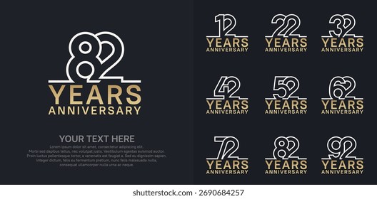 Diseño de Vector del logotipo del aniversario, color oro y plateado para el acontecimiento de la celebración