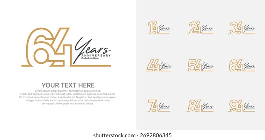 Anniversary logo set vector design, brown color for celebration event 