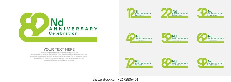 Diseño del Vector del logotipo del aniversario, color verde para el acontecimiento de la celebración