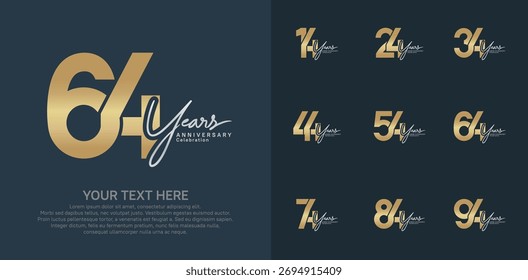 Diseño de Vector del logotipo del aniversario, color oro y plateado para el acontecimiento de la celebración