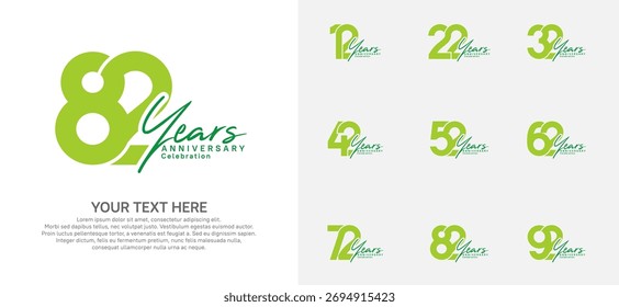Diseño del Vector del logotipo del aniversario, color verde para el acontecimiento de la celebración