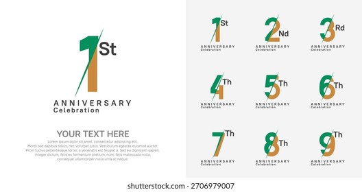 Diseño del Vector del logotipo del aniversario, color verde y marrón para el acontecimiento de la celebración