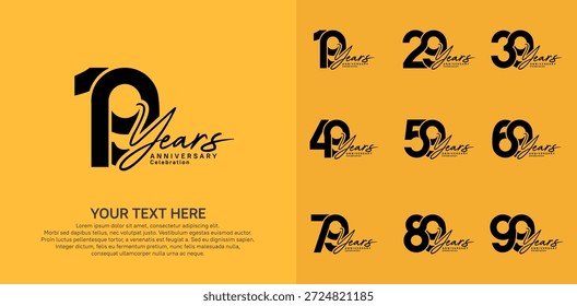 Diseño del Vector del logotipo del aniversario, color negro para el acontecimiento de la celebración 