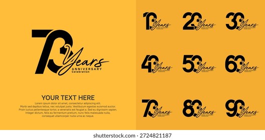 Logotipo de aniversário definir design vetorial, cor preta para evento de celebração 