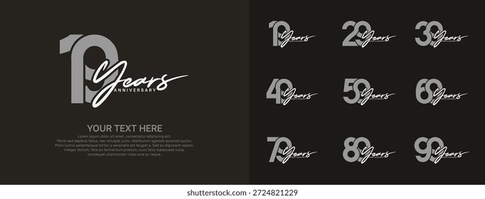 Diseño del Vector del logotipo del aniversario, color gris y blanco para el acontecimiento de la celebración