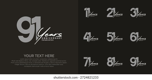 Diseño del Vector del logotipo del aniversario, color gris y blanco para el acontecimiento de la celebración