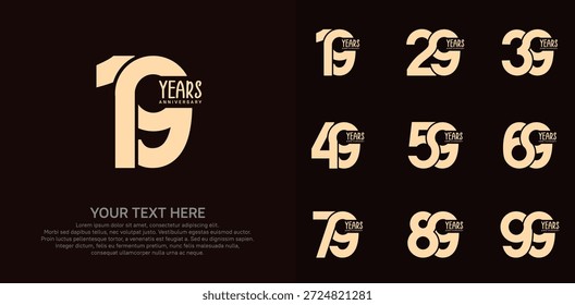 Diseño del Vector del logotipo del aniversario, color oro para el acontecimiento de la celebración