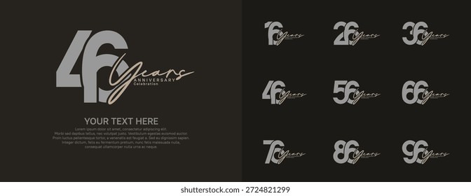 Diseño de Vector del logotipo del aniversario, color gris y marrón para el acontecimiento de la celebración