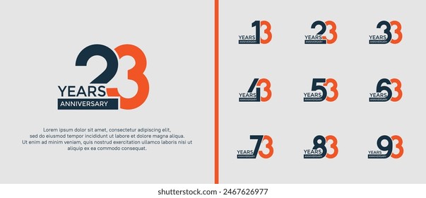 el estilo del logotipo del aniversario establecido con el color negro y naranja se puede utilizar para el momento de la celebración