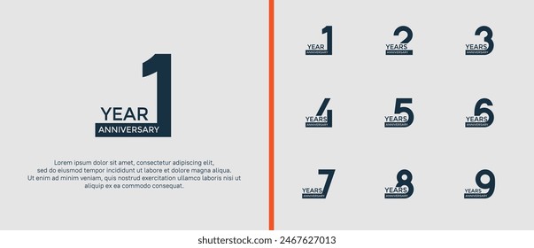 anniversary logo style set with black and orange color can be use for celebration moment