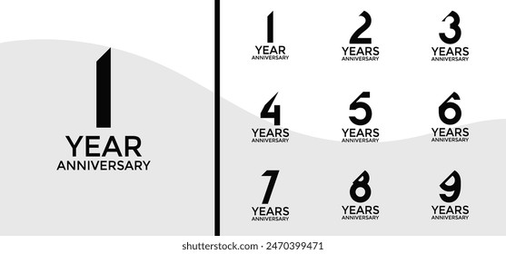 anniversary logo style set with black color and slash can be use for celebration moment