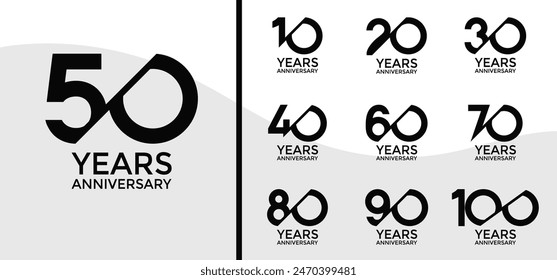 anniversary logo style set with black color and slash can be use for celebration moment