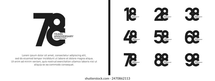 anniversary logo style set with black color can be use for celebration moment