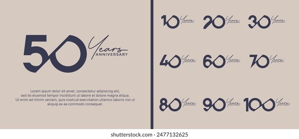 anniversary logo style set with black color can be use for celebration moment