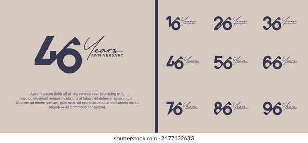 el estilo del logotipo del aniversario establecido con el color negro se puede utilizar para el momento de la celebración