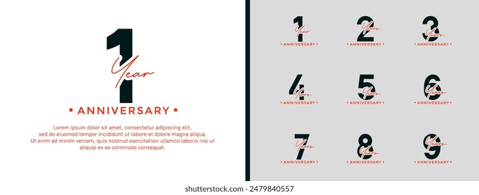 anniversary logo style set with black color can be use for celebration moment