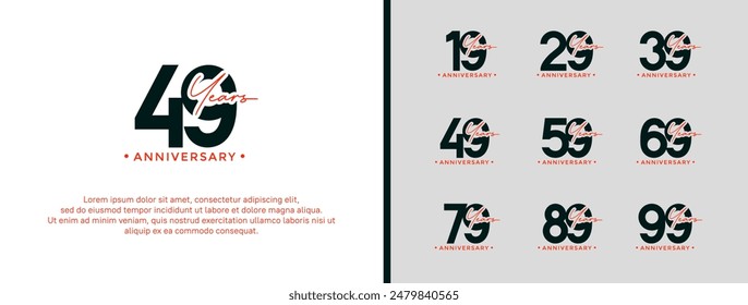 anniversary logo style set with black color can be use for celebration moment