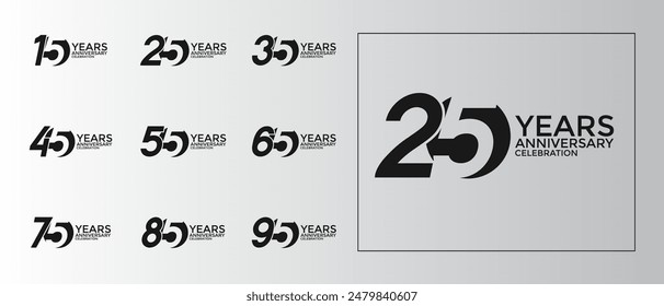 anniversary logo style set with black color can be use for celebration moment