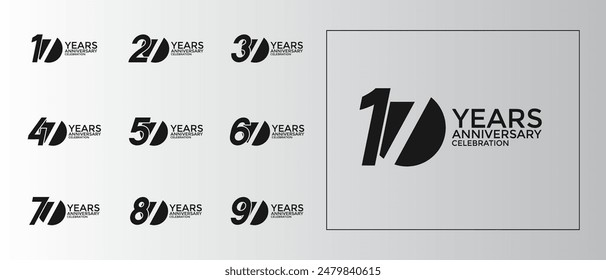 anniversary logo style set with black color can be use for celebration moment