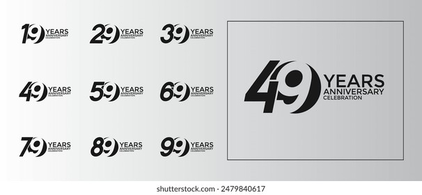 anniversary logo style set with black color can be use for celebration moment