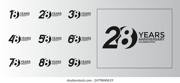 anniversary logo style set with black color can be use for celebration moment