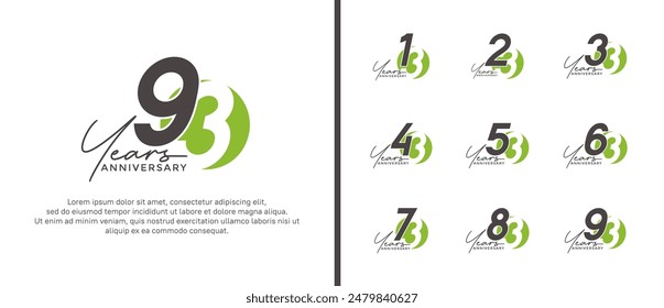 anniversary logo style set with black and green color can be use for celebration moment