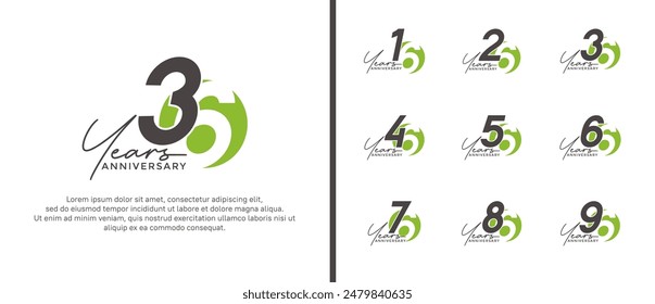 anniversary logo style set with black and green color can be use for celebration moment