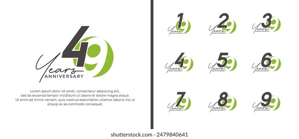 anniversary logo style set with black and green color can be use for celebration moment