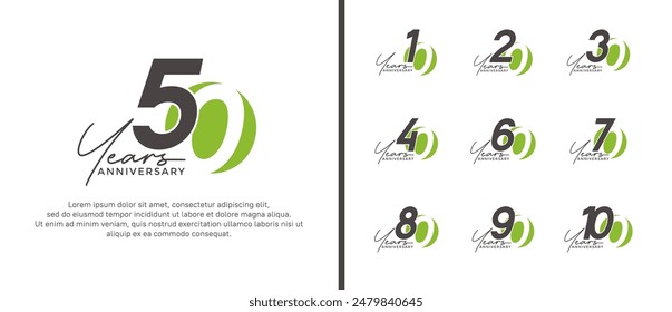 anniversary logo style set with black and green color can be use for celebration moment