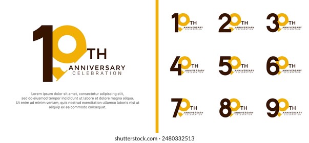 anniversary logo style set with black and yellow color can be use for celebration moment