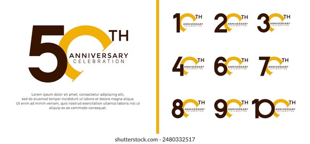 anniversary logo style set with black and yellow color can be use for celebration moment