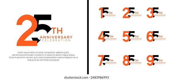 anniversary logo style set with black and orange color can be use for celebration moment