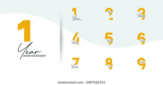 anniversary logo style set with black and yellow color can be use for celebration moment
