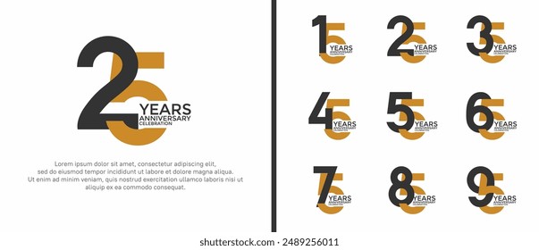 anniversary logo style set with black and brown color can be use for celebration moment