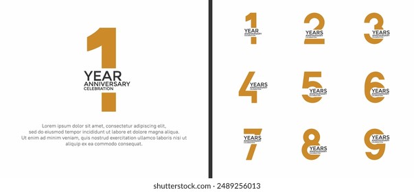 anniversary logo style set with black and brown color can be use for celebration moment