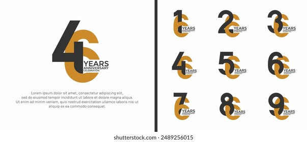 anniversary logo style set with black and brown color can be use for celebration moment