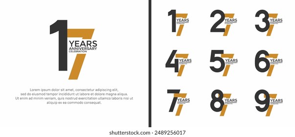 anniversary logo style set with black and brown color can be use for celebration moment