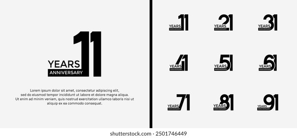 anniversary logo style set with black color can be use for celebration moment