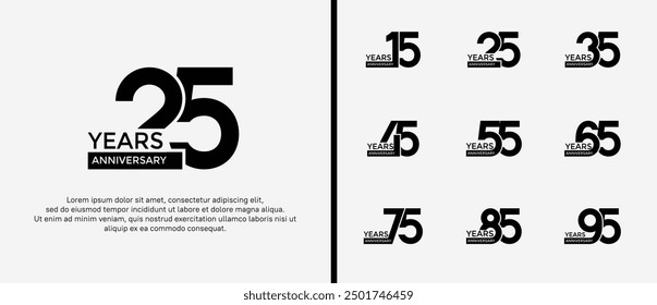 anniversary logo style set with black color can be use for celebration moment