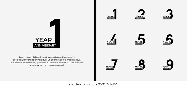 anniversary logo style set with black color can be use for celebration moment