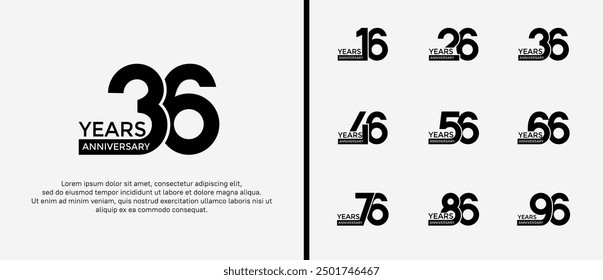 anniversary logo style set with black color can be use for celebration moment