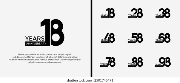 anniversary logo style set with black color can be use for celebration moment