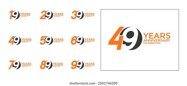 El estilo del logotipo del aniversario fijado con el color negro y naranja se puede utilizar para el momento de la celebración
