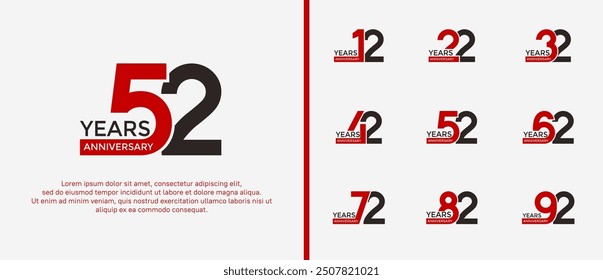 anniversary logo style set with black and red color can be use for celebration moment