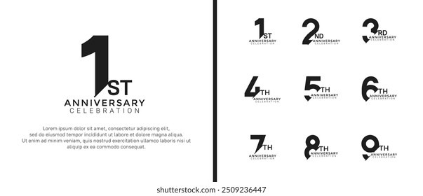 anniversary logo style set with black color can be use for celebration moment