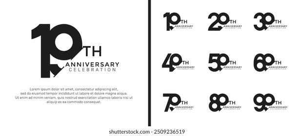 anniversary logo style set with black color can be use for celebration moment